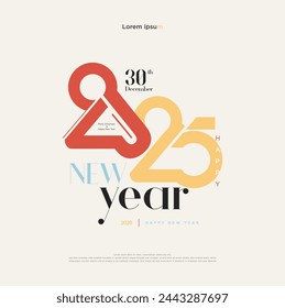 Unique number style and with a touch of color combined for New Year 2025 celebration numbers. New Year 2025 number design. Design for calendars, templates, cards and social media posts.