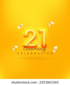 Unique number with yellow balloon number illustration. Premium design for 21st anniversary celebrations.