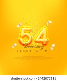 Unique number with yellow balloon number illustration. Premium design for 54th anniversary celebrations.