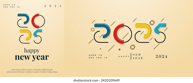 unique numbers with geometric new year 2025 background. Premium vector background, for posters, calendars, greetings and New Year 2025 celebrations.