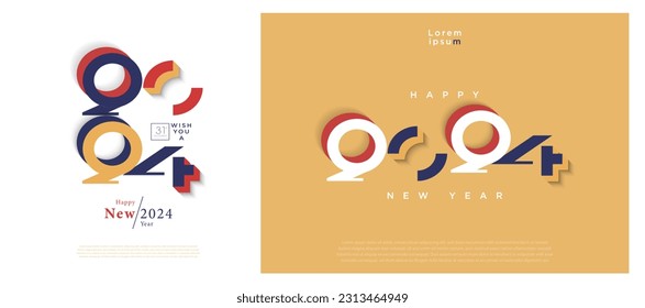 números únicos del año nuevo 2024 con dos antecedentes diferentes. Celebración del año nuevo 2024.