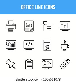 Unique Office Line icon set