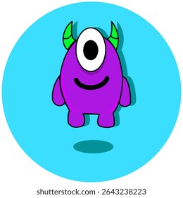 A unique one-eyed purple monster illustration with a modern and minimalist design. This character is very appealing and can be used to add a touch of fantasy or uniqueness to your design projects.