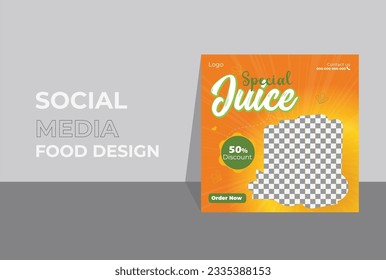 Unique orange color juice food menu social media template