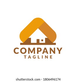 unique orange house logo template