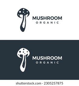 Unique organic mushroom farm creative logo design with modern concept.Vector illustration.