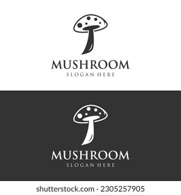 Unique organic mushroom farm creative logo design with modern concept.Vector illustration.