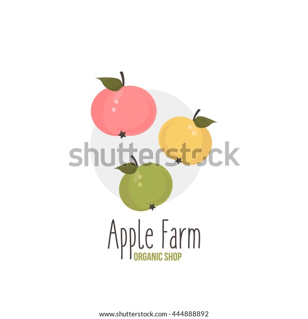 Unique Organic Shop Apple Farm Logo Stock Vector Royalty Free