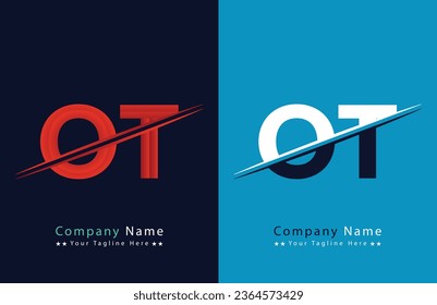 Plantilla única de vector de icono del logotipo de la letra OT.