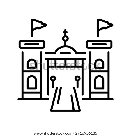 Unique outline style icon of golf castle