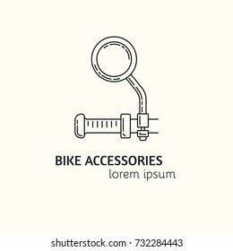 Unique outline style vector logotype template with bicycle mirror . Editable Stroke Vector Icon. Clean and minimalist symbol perfect for your business. Active lifestyle concept.