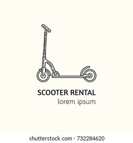 Unique outline style vector logotype template with scooter . Editable Stroke Vector Icon. Clean and minimalist symbol perfect for your business. Active lifestyle concept.