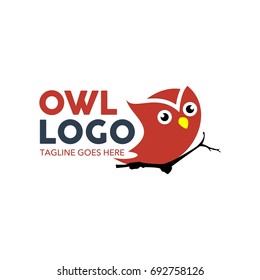 Unique owl logo with minimalist shapes and colors
