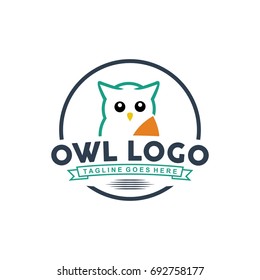 Unique owl logo with minimalist shapes and colors