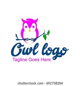 Unique owl logo with minimalist shapes and colors