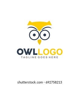 Unique owl logo with minimalist shapes and colors