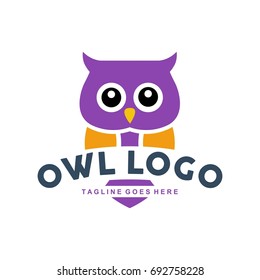 Unique owl logo with minimalist shapes and colors