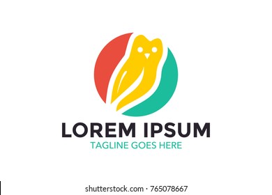 unique owl logo with simple shape and color. vector. editable