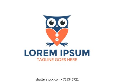 unique owl logo with simple shape and color. vector. editable