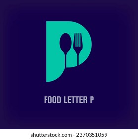 Unique p letter food company logo. Creative growth and company branding logo template. vector.