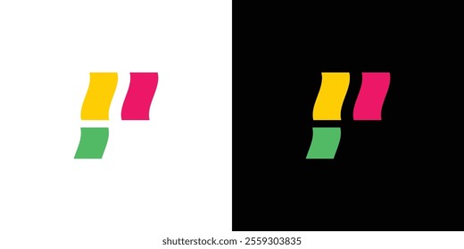 Unique P Logo Design in Color on Light and Dark Background