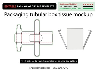 Unique packaging tubular box tissue mockup dieline for standout packaging designs, tubular box, tissue packaging, packaging mockup, box design, dieline template, box layout, tissue mockup