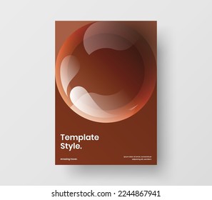 Unique pamphlet A4 design vector layout. Isolated 3D balls book cover illustration.