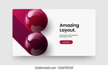 Unique pamphlet vector design concept. Multicolored realistic balls landing page layout.