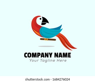 Unique parrots art alighted with look back logo design inspiration