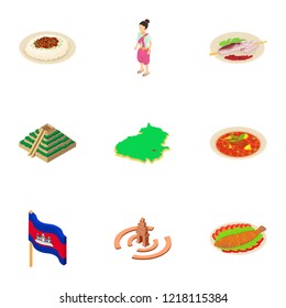 Unique part icons set. Isometric set of 9 unique part vector icons for web isolated on white background