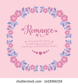 Unique pattern of leaf and floral frame, for elegant romance decoration of cards. Vector