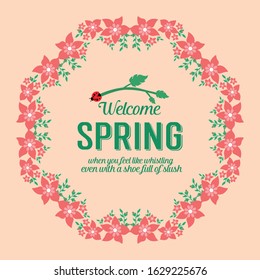 The unique pattern leaf and floral frame design, for welcome spring greeting card concept. Vector