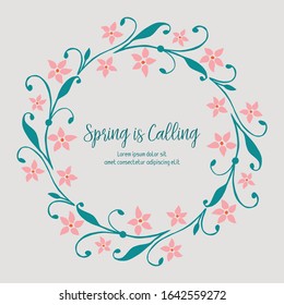 Unique pattern of leaf and floral frame, for cute spring calling greeting card design. Vector