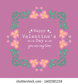 Unique Pattern of leaf and flower frame, for happy valentine greeting card design. Vector