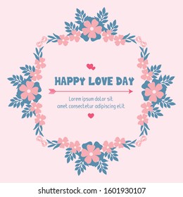Unique pattern shape leaf and flower, for happy love day greeting card wallpaper design. Vector