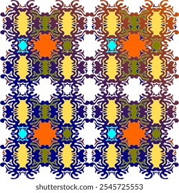 Unique pattern vector in colorful bright for textile motif
