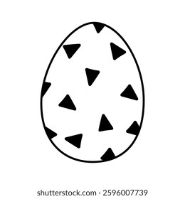 Unique patterned egg design featuring black triangles on a white background for creative inspiration