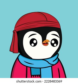 Unique penguin NFT art work.
NFT collection design, Antarctic bird, EPS 10 Vector.