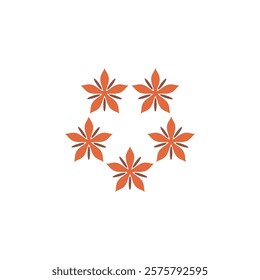 unique pentagonal shape of stars flower logo