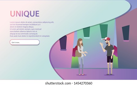 Unique people illustration for website development. Suits best for landing page, banner, social media content, business card, and much more. RGB Mode, change the color setting to CMYK for printing.