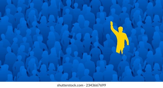Unique person in a crowd. HR and recruitment concept. Vector illustration
