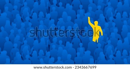 Unique person in a crowd. HR and recruitment concept. Vector illustration