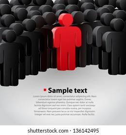 Unique person in the crowd. Vector illustration