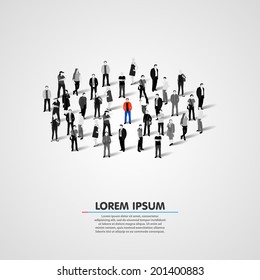 Unique person in the crowd. Vector illustration