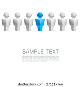 Unique person in the crowd. Vector illustration