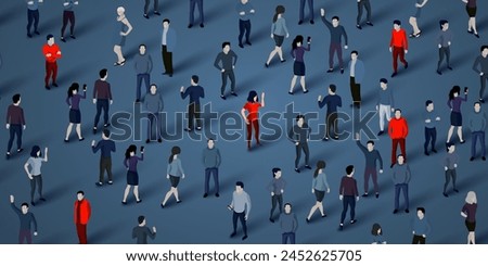 Unique persons in a crowd. HR and recruitment concept. Vector illustration