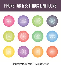 Ficha de teléfono única y configuración conjunto de iconos de línea vectorial