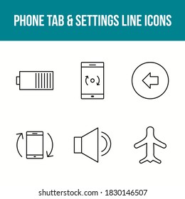 Unique Phone Tab and Settings Vector Icon Set