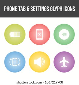 Unique Phone Tab and Settings Vector Icon Set
