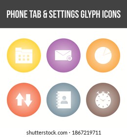 Unique Phone Tab and Settings Vector Icon Set